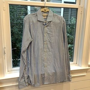 Strong Suit button down shirt in blue/white stripe, size 17L